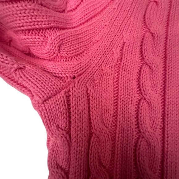 L.L. Bean Women’s 100% Cotton Pink Cable Knit Full Zip Cardigan Sweater ~ Size L - Picture 7 of 7
